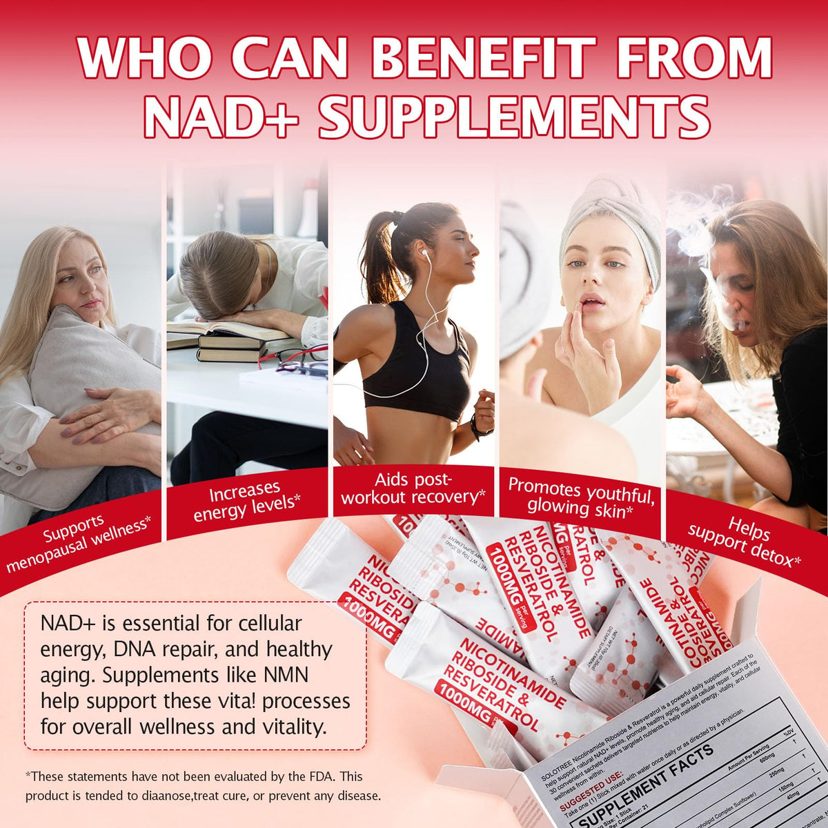 NAD+ Supplement 1000mg Liquid Packets 21pcs, Nicotinamide Riboside Resveratrol, NAD Supplements for Women Men, Anti-Aging, Repairs Cells, Support Natural Vitality NyloriaineBuy Supplements Australia