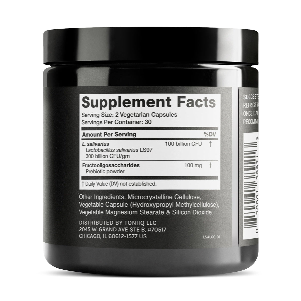 Toniiq 100 Billion CFU Lactobacillus Salivarius Probiotic - Highest Verified CFU Count - Third-Party Lab Tested for Potency - 60 Vegetarian Capsules - 30 Servings - TQ Verified Toniiq buy supplements Au