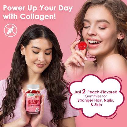 careleaf Sugar Free Collagen Gummies with Vitamin C Vitamin E Support Natural Collagen Production, Healthy Hair, Nails and Bones,Peach Flavor,60 Gummies for 30 Days Supply careleaf buy supplements Au