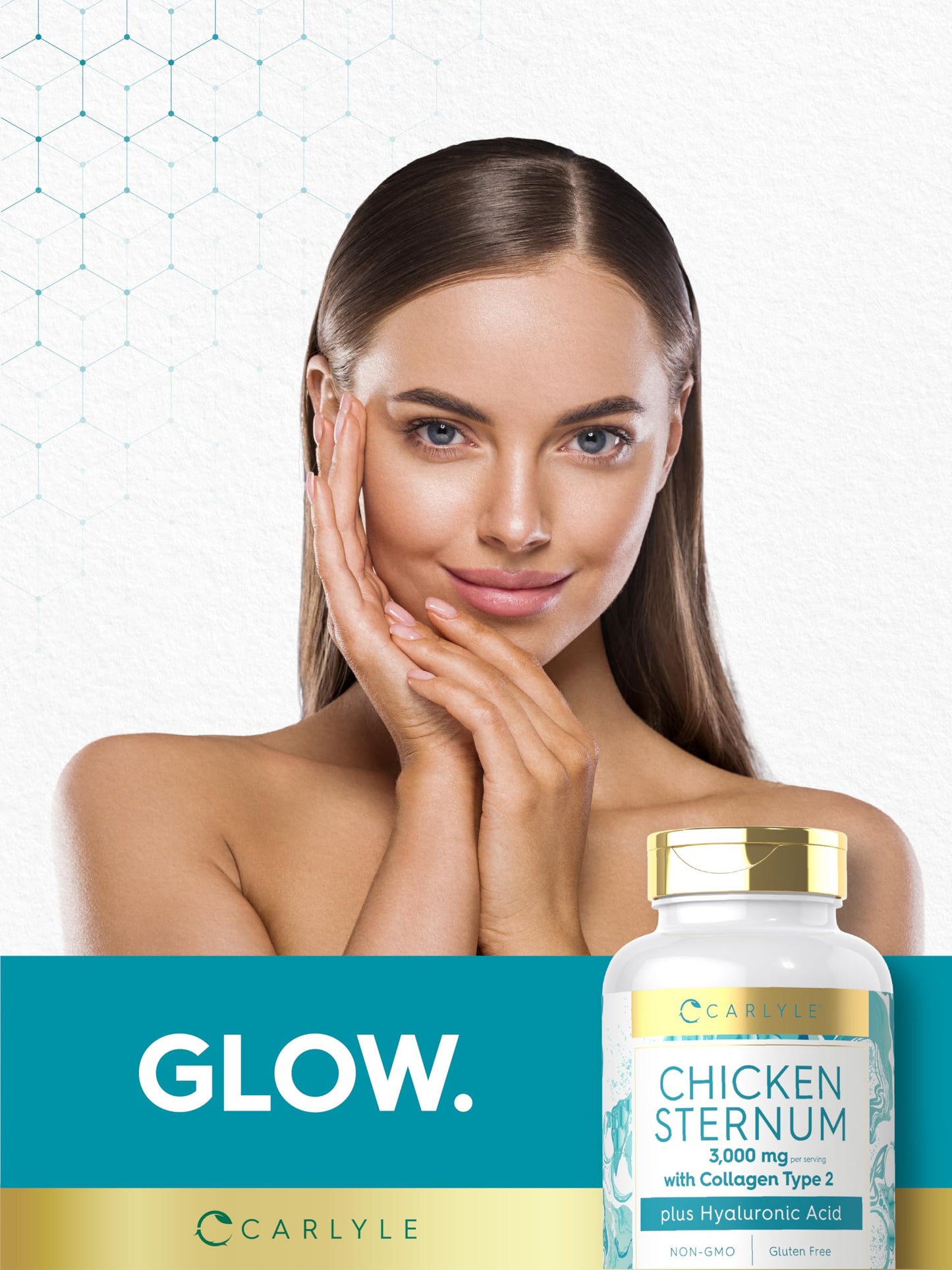Carlyle Chicken Sternum Collagen Type 2 | 3000mg | 120 Capsules | Plus Hyaluronic Acid | Non-GMO, Gluten Free Supplement Carlyle buy supplements Au