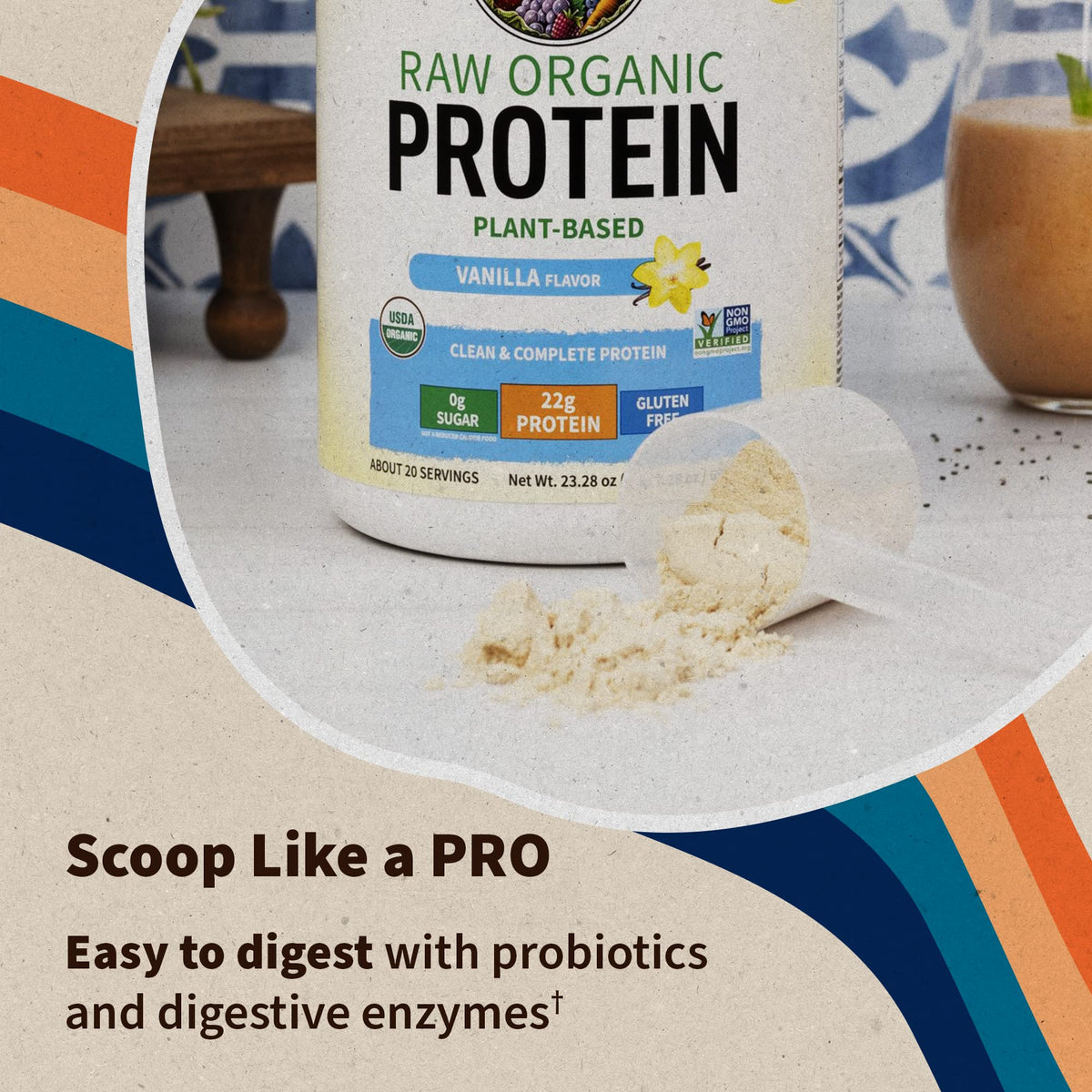 Organic Vegan Vanilla Protein Powder - Garden of Life – 22g Complete Plant Based Raw Garden of LifeBuy Supplements Australia