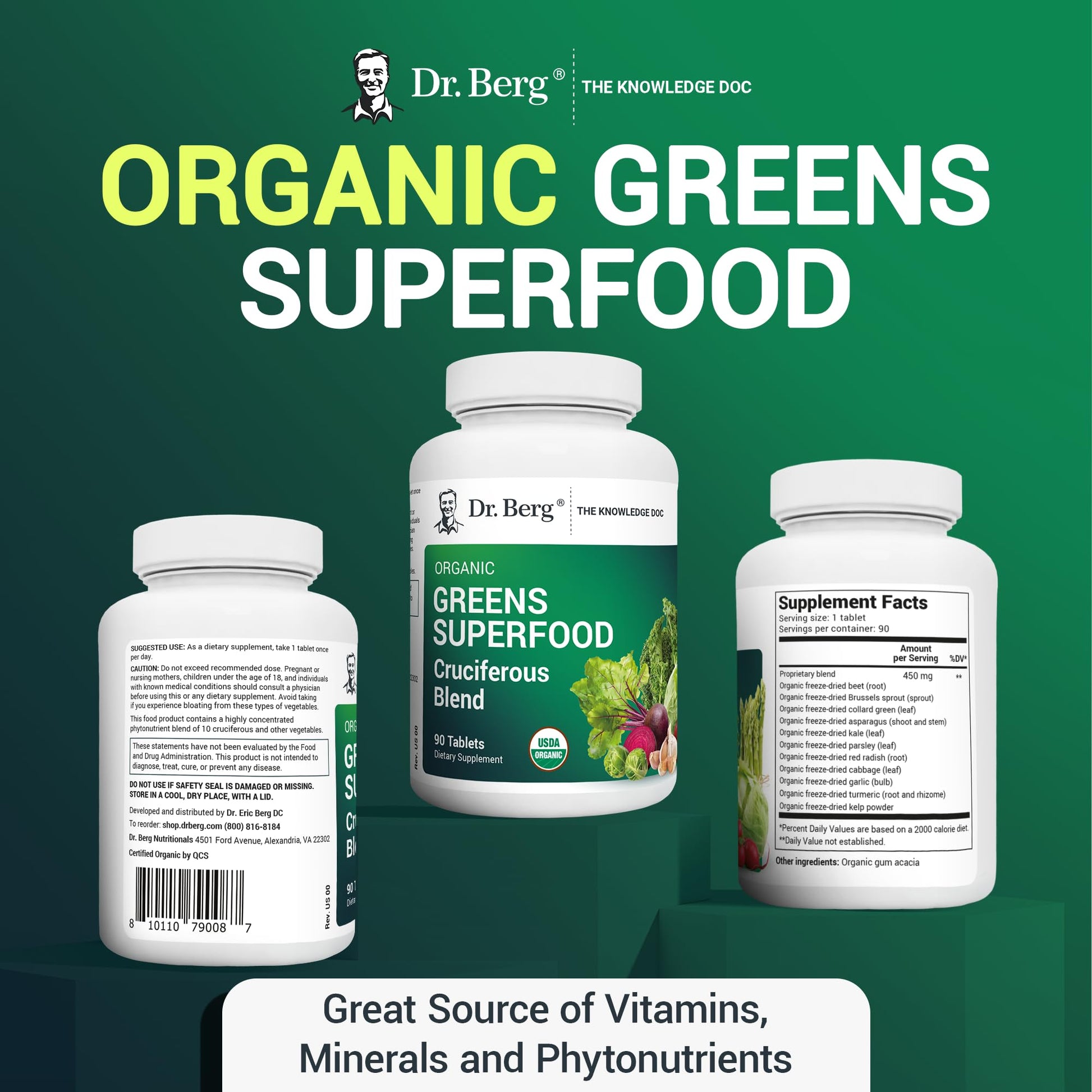 Dr. Berg's Greens Superfood Cruciferous Vegetable Tablets - Vegetable Supplements Dr. Berg NutritionalsBuy Supplements Australia