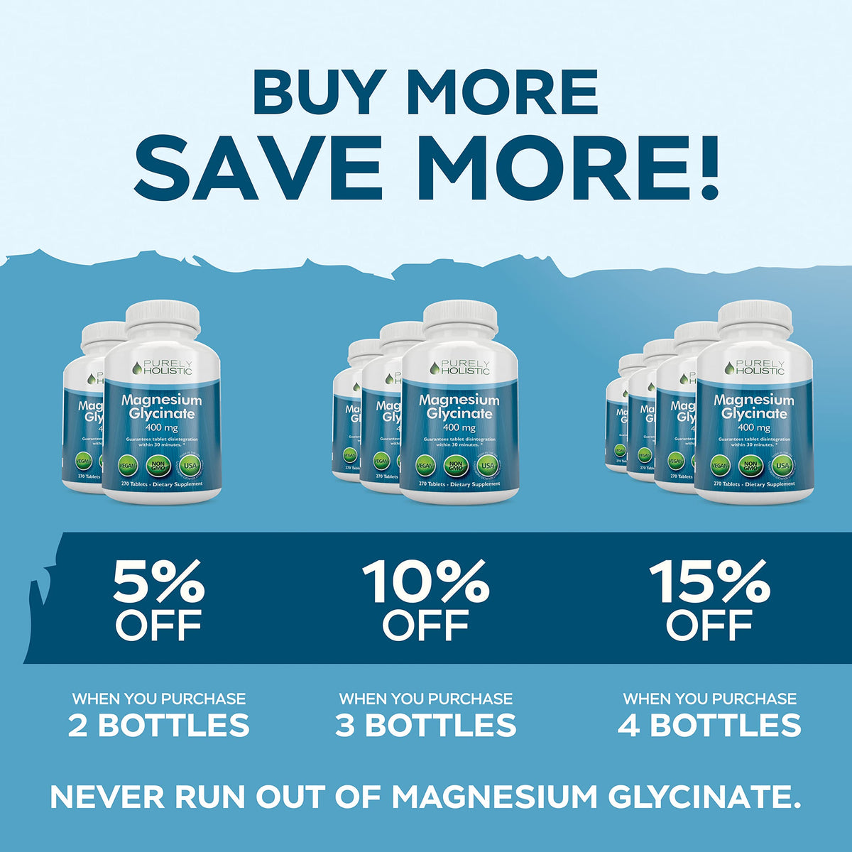 Magnesium Glycinate 400mg - 270 Magnesium Tablets (not Capsules) - 400 mg Elemental Magnesium - Highly Bioavailable - Vegan and Vegetarian - for Improved Sleep, Stress Relief & Cramp Defense Purely HolisticBuy Supplements Australia