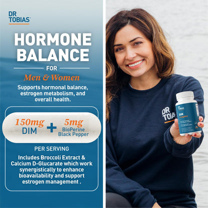 Dr. Tobias DIM Complex, Hormone Balance for Women & Men, DIM Supplement with BioPerine, Broccoli Extract & Calcium D-Glucarate Estrogen Detox Balance Complex, Non-GMO, Vegan, 60 Capsules Dr. TobiasBuy Supplements Australia
