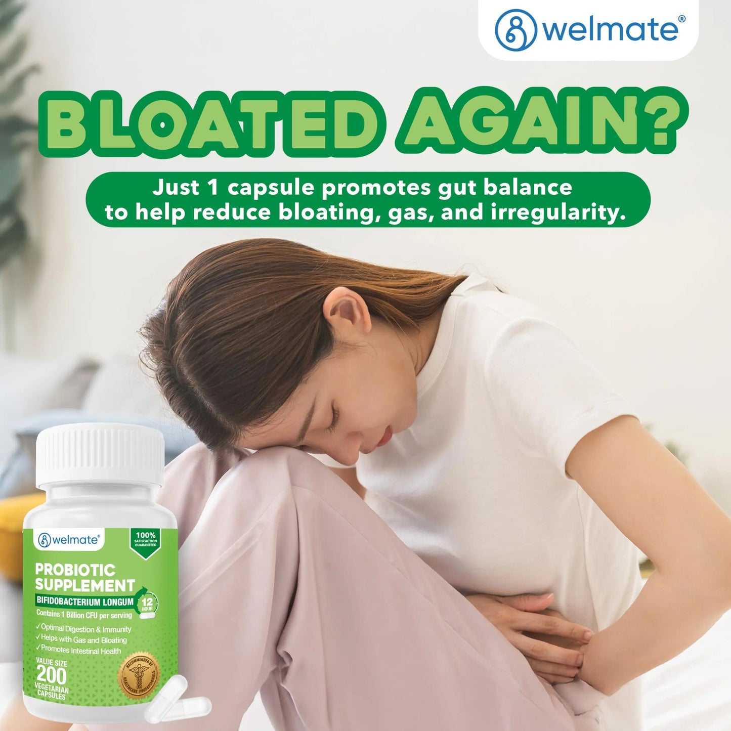 WELMATE Bifidobacterium - Probiotic Supplement - Supports Gut Health - Immune Support - Digestive Enzymes - Gluten Free - Vegan - Men & Womens Probiotic - Value Size - 200 Count WELMATE buy supplements Au