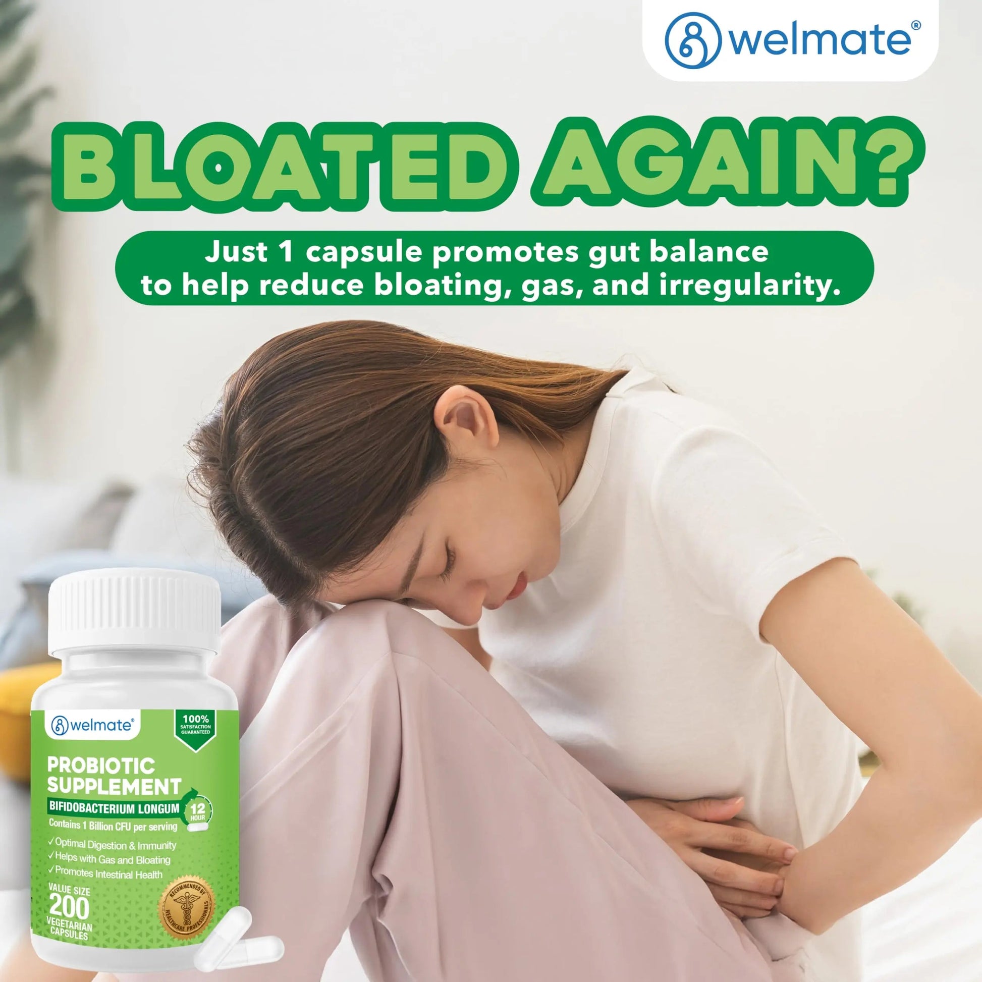 WELMATE Bifidobacterium - Probiotic Supplement - Supports Gut Health - Immune Support - Digestive Enzymes - Gluten Free - Vegan - Men & Womens Probiotic - Value Size - 200 Count WELMATE buy supplements Au