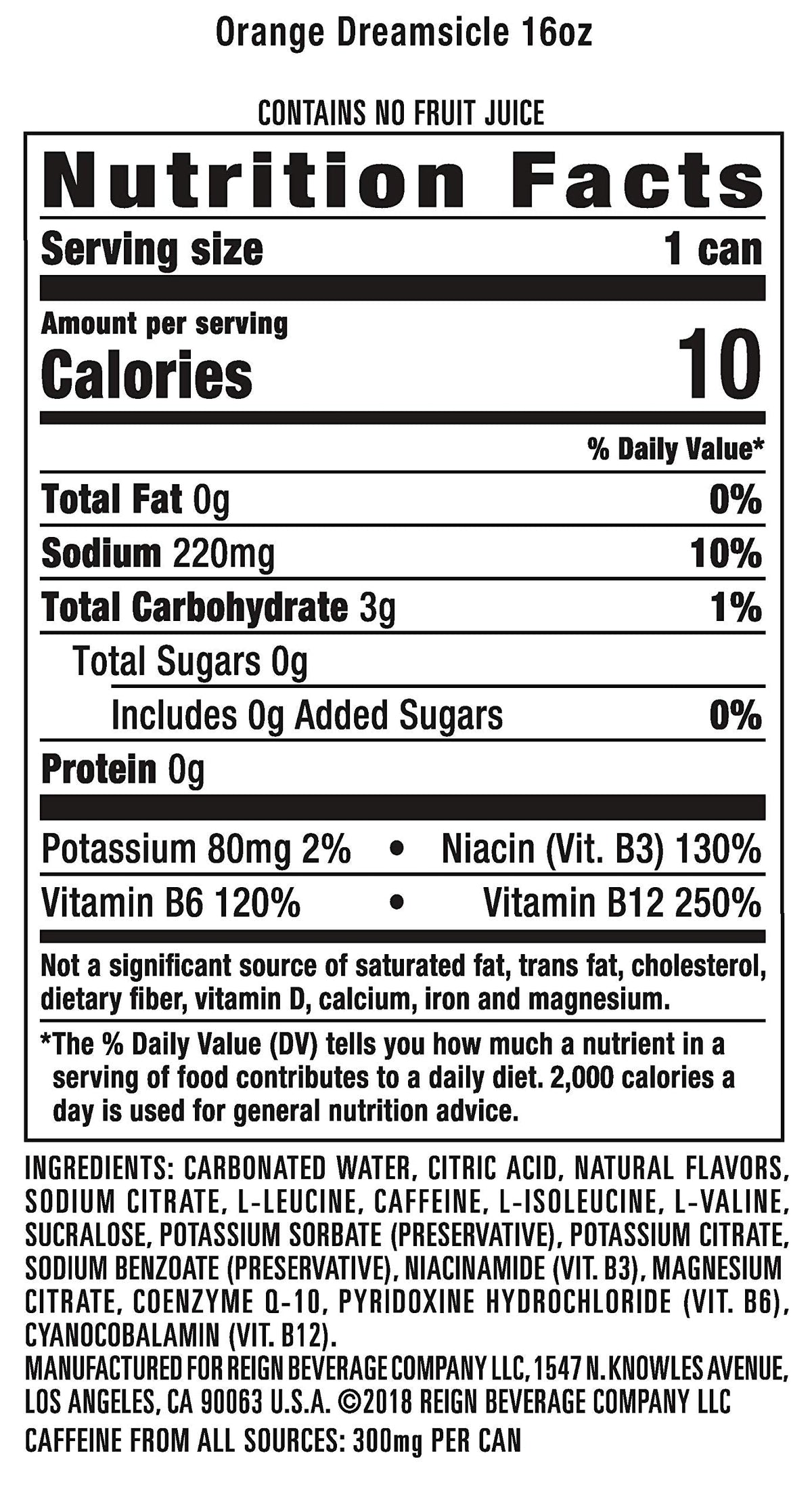 Reign Total Body Fuel, Orange Dreamsicle, Fitness & Performance Drink, 16 Fl Oz (Pack of 12) ReignBuy Supplements Australia