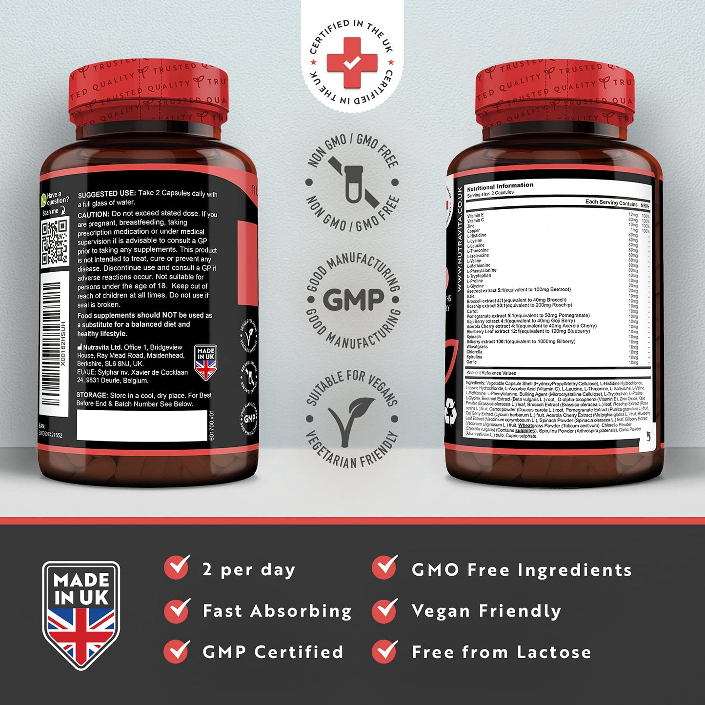 Vegan Collagen 1000mg Advanced Superfood Blend - 180 Capsules (3 Month Supply) NutravitaBuy Supplements Australia