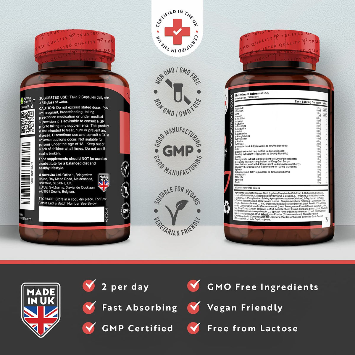Vegan Collagen 1000mg Advanced Superfood Blend - 180 Capsules (3 Month Supply) NutravitaBuy Supplements Australia