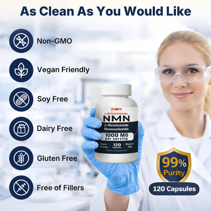 NMN Supplement 1000 mg Pure Nicotinamide Mononucleotide - NAD Precursor for Energy, Cellular Renewal & Longevity Support - Mitochondrial Support 120 Capsules - Vegan, Non GMO, Gluten Free MOM NUTRIXBuy Supplements Australia