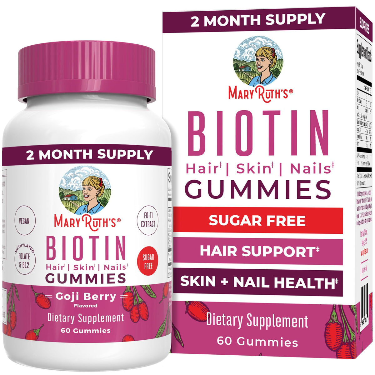 MaryRuth Organics Biotin Gummies | Sugar Free | Vegan | Non-GMO | 2,500 mcg Biotin Supplement | Hair Skin and Nails Vitamins | Hair Growth Vitamins | Hair Growth Supplement | 60 Count MARYRUTH'SBuy Supplements Australia