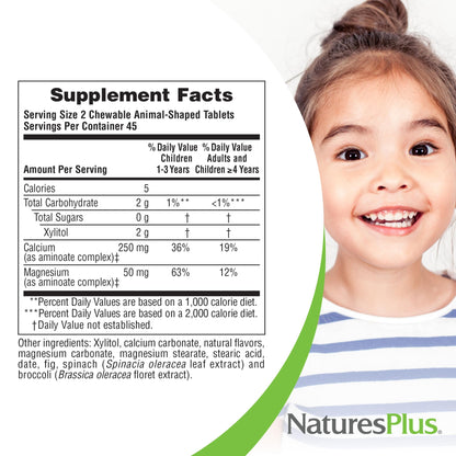 NaturesPlus Animal Parade Sugar-Free Children's Calcium, Vanilla Sundae Flavor - 90 Chewable Animal Shaped Tablets, Pack of 2 - Magnesium for Bone Health - Gluten Free - 90 Servings NaturesPlusBuy Supplements Australia