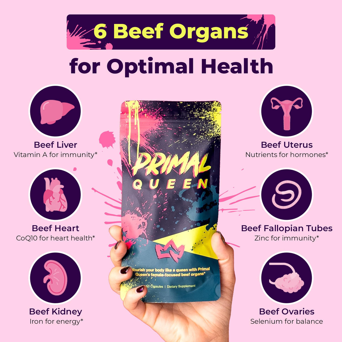 Primal Queen Female-Optimized Beef Organ Superfood Supplement (Beef Liver, Kidney, Heart, & 3 More) - 100% Grass Fed, Pasture Raised - 3rd Party & Clinically Tested Primal QueenBuy Supplements Australia