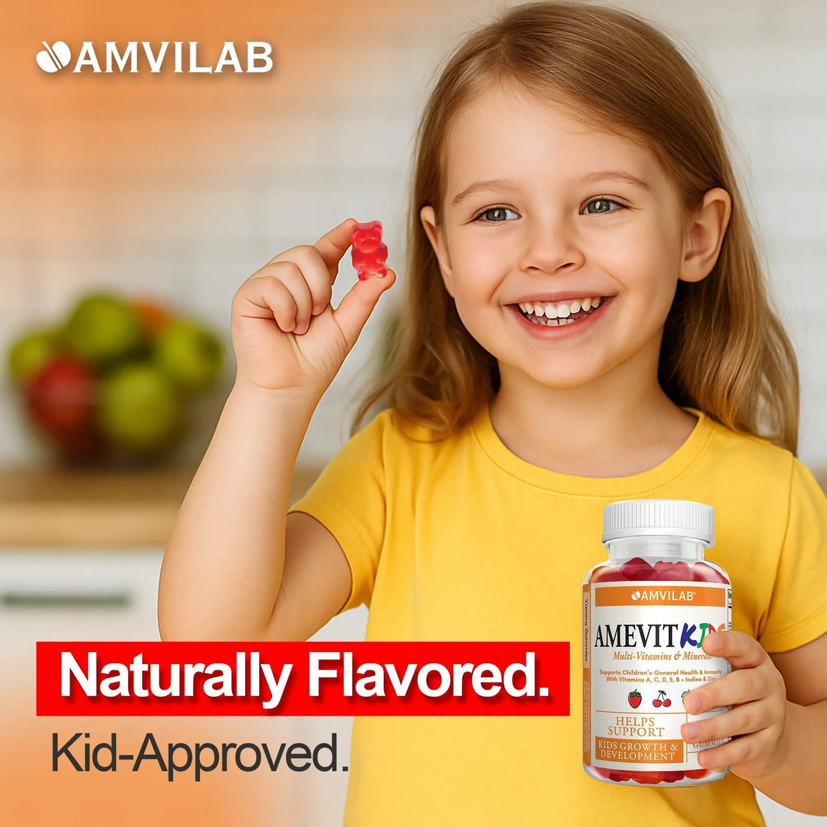 AMVILAB Amevit Kids Gummy Multivitamin – Complete Daily Vitamins for Children – with Essential Nutrients for Growth & Immunity AMVILABBuy Supplements Australia