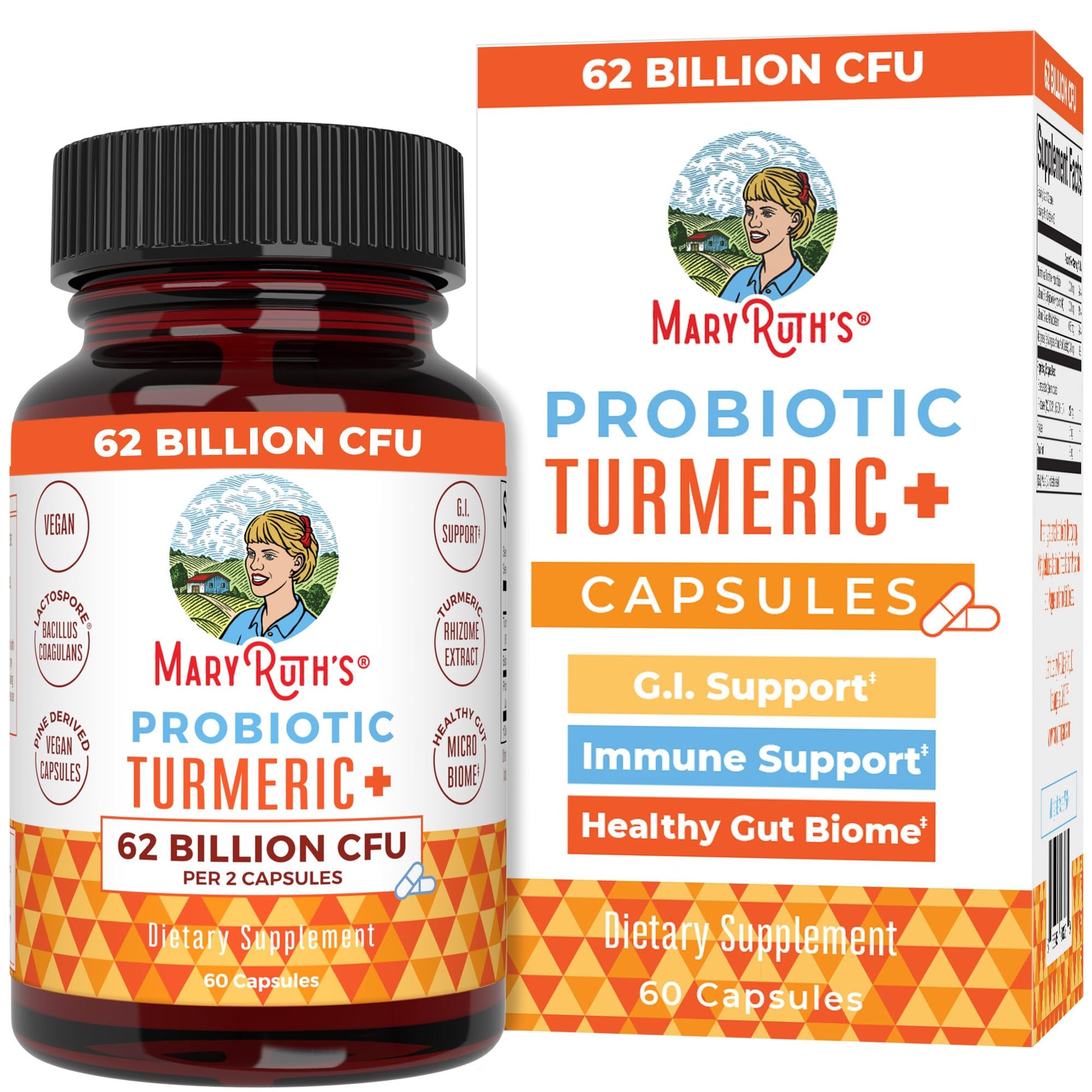 MaryRuth Organics Probiotic Turmeric + Extra GI Support | 62 Billion CFU | Organic Ingredients Turmeric Complex with Probiotics | Turmeric Curcumin Capsules for Digestion | Vegan | 60 Count MARYRUTH'SBuy Supplements Australia
