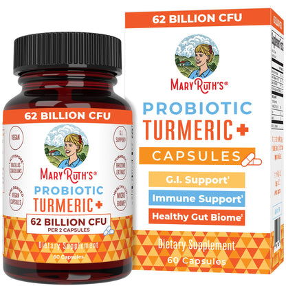 MaryRuth Organics Probiotic Turmeric + Extra GI Support | 62 Billion CFU | Organic Ingredients Turmeric Complex with Probiotics | Turmeric Curcumin Capsules for Digestion | Vegan | 60 Count MARYRUTH'SBuy Supplements Australia