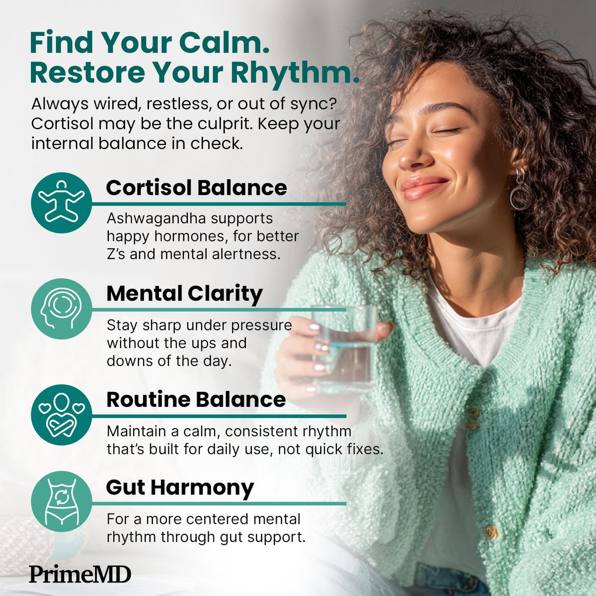 5-in-1 Cortisol Supplement for Women and Men with Ashwagandha for Calmness, Focus, and Adrenal Support Supplements with Shilajit Extract, Magnesium Glycinate, Probiotics (120 ct) (Pack of 1) PrimeMDBuy Supplements Australia