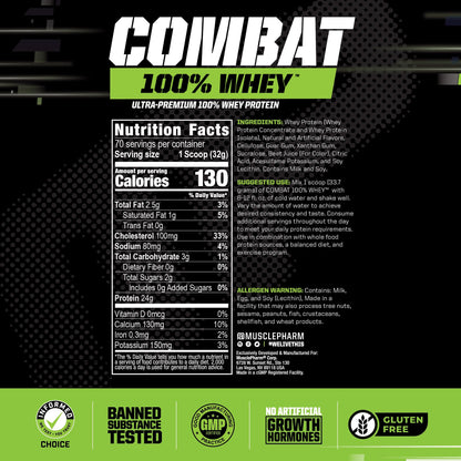 MusclePharm Combat 100% Whey Protein Powder, Strawberry Cream Flavor Muscle PharmBuy Supplements Australia