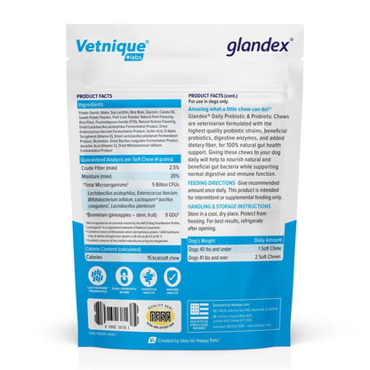 Vetnique Glandex Daily Probiotics for Dogs with Prebiotics to Support Gut Health with Fiber and Digestive Enzymes, Dog Probiotic Chews or Powders (30ct Chews, Bacon Chews) VetniqueBuy Supplements Australia