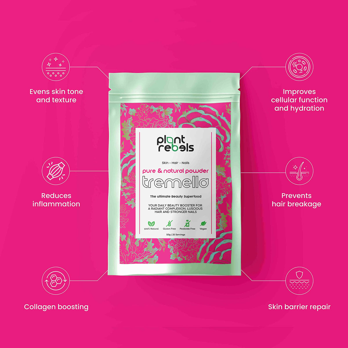 Plant Rebels Pure Tremella Mushroom Extract Powder | Vegan Collagen | Anti Aging Plant RebelsBuy Supplements Australia