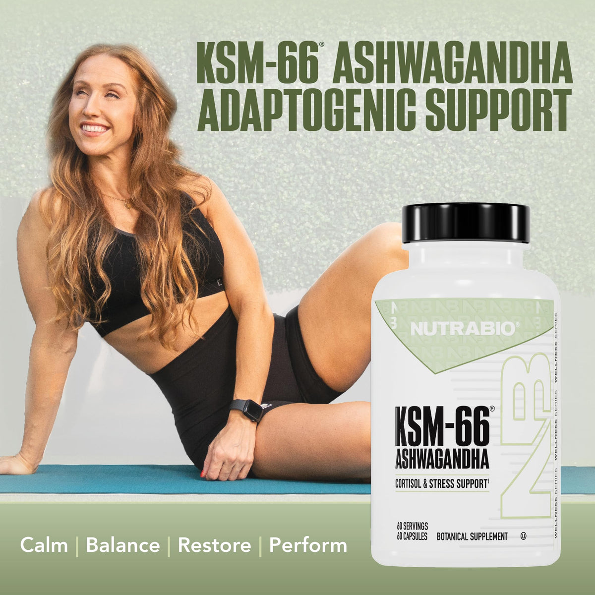 NutraBio Ashwagandha KSM-66 | Ashwagandha Herbal Supplement for Stress, Mood, & Performance | 600 MG of Clinically Studied KSM66 60 Capsules NutraBioBuy Supplements Australia