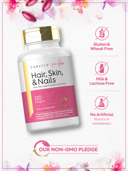 Carlyle Hair Skin and Nails Vitamin | 120 Softgels | Beauty Formula Supplement | with Biotin and Collagen Zinc, Vitamin A, B6, C & E | Non-GMO, Gluten Free Carlyle buy supplements Au