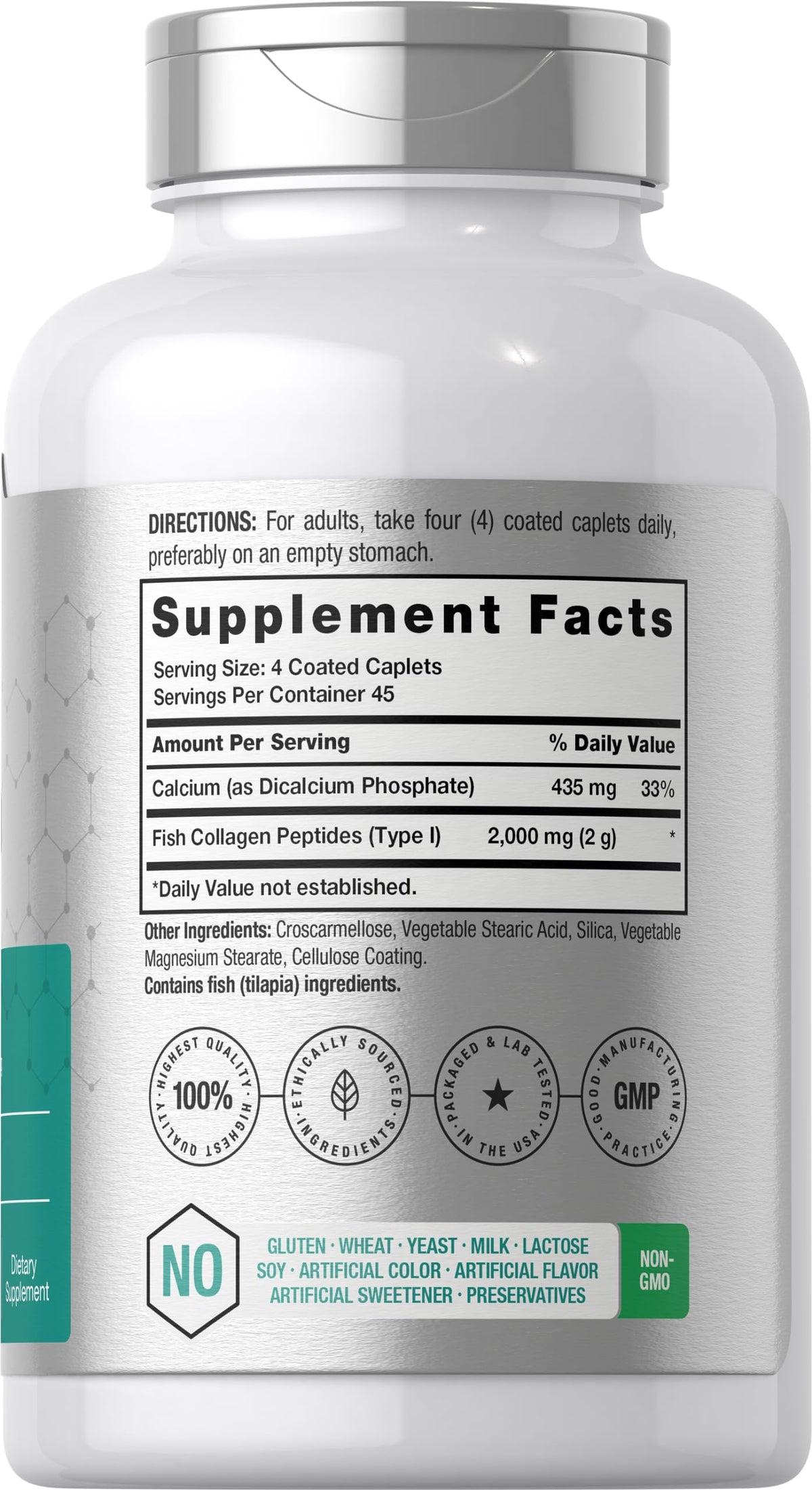 Horbäach Marine Collagen Peptides 2000mg | 180 Caplet Capsules | Type 1 with Calcium | Non-GMO, Gluten Free Supplement Horbäach buy supplements Au