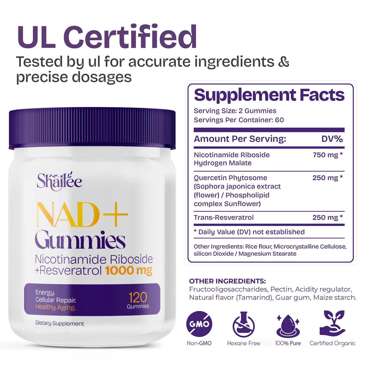 NAD Supplements for Women with Resveratrol, 1000mg Liposomal Nicotinamide Riboside with Quercetin, NMN Supplement Alternative Supports Cellular Energy & Repair, 120 NAD Gummies for Brain Boost ShaileeBuy Supplements Australia