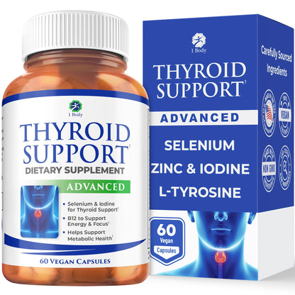 1 Body Thyroid Support Supplement for Women and Men, Selenium with Iodine, Zinc, B12, Ashwagandha and L-Tyrosine, Supports Hormone Health, Energy and Metabolism, 30 Day Supply 1 BodyBuy Supplements Australia