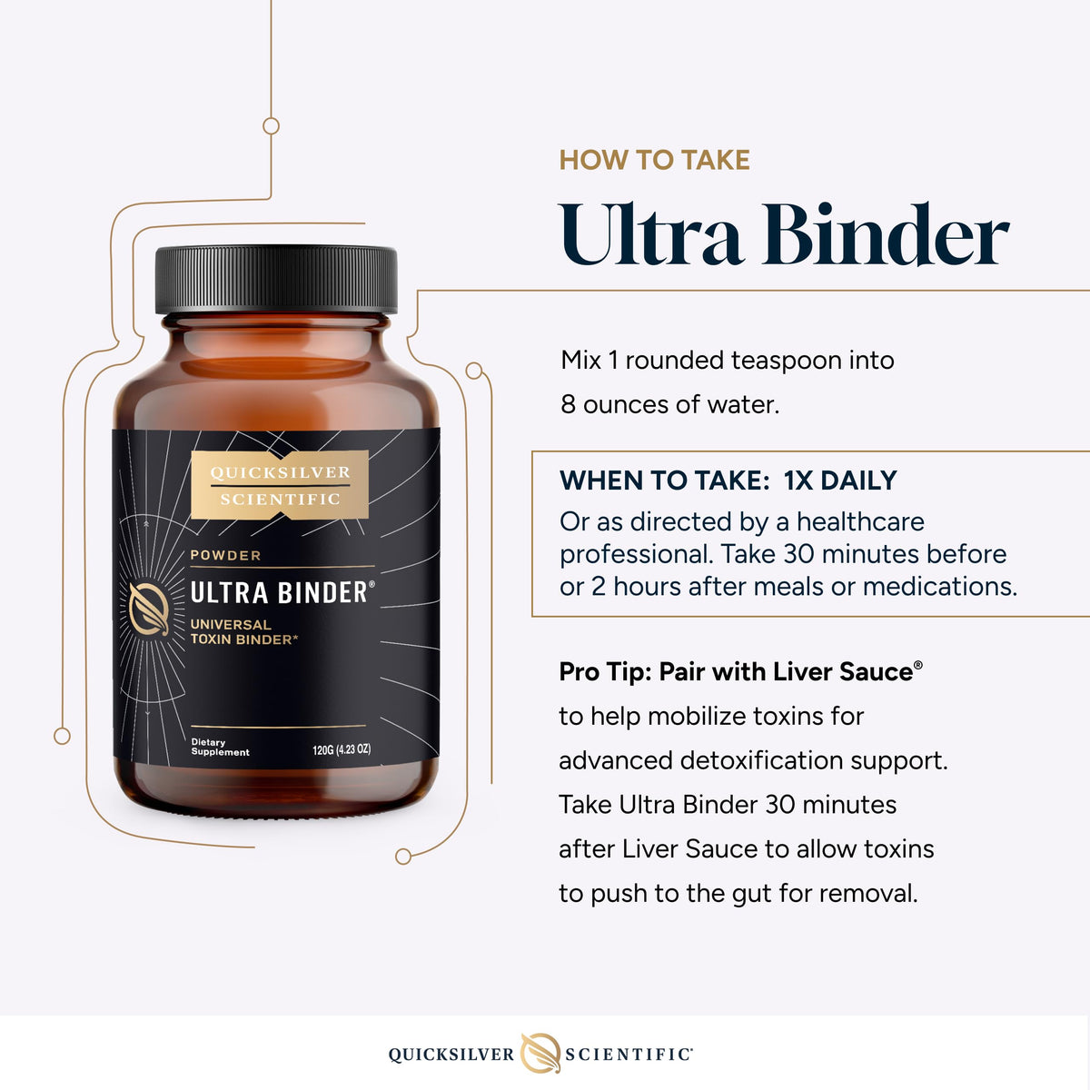 Quicksilver Scientific Ultra Binder Powder - Multi Binder with Bentonite Clay, Zeolite Detox & Charcoal - Supplement for Gut Support & The Body's Toxin Removal Process (120g) Quicksilver ScientificBuy Supplements Australia