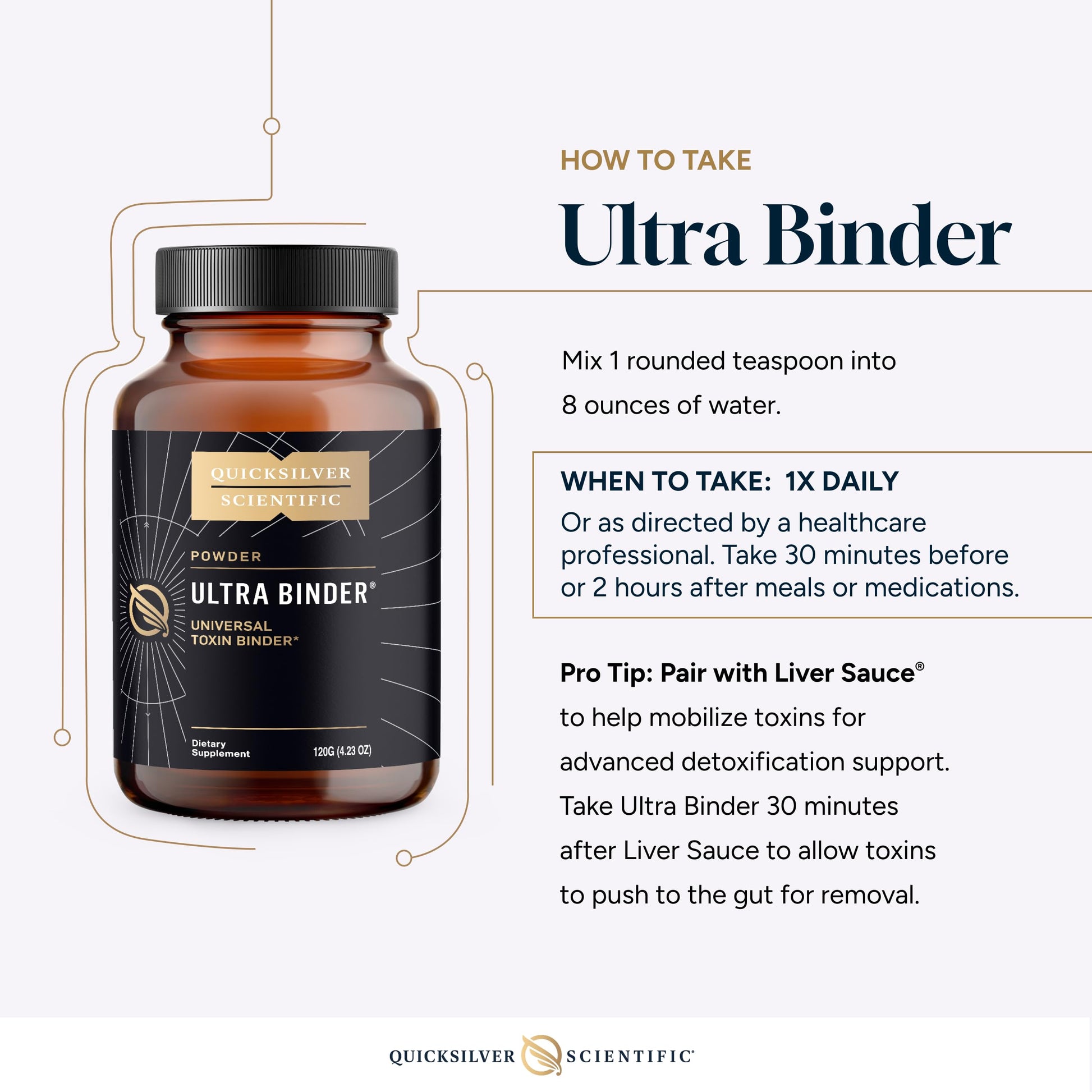 Quicksilver Scientific Ultra Binder Powder - Multi Binder with Bentonite Clay, Zeolite Detox & Charcoal - Supplement for Gut Support & The Body's Toxin Removal Process (120g) Quicksilver ScientificBuy Supplements Australia