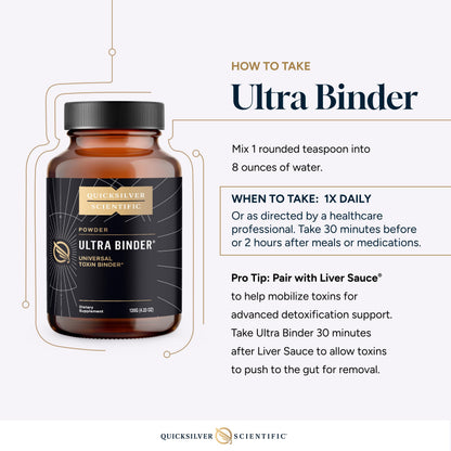 Quicksilver Scientific Ultra Binder Powder - Multi Binder with Bentonite Clay, Zeolite Detox & Charcoal - Supplement for Gut Support & The Body's Toxin Removal Process (120g) Quicksilver ScientificBuy Supplements Australia