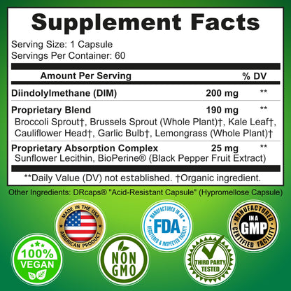 Optimal DIM 200mg Supplement for Women and Men - Made with Organic Whole Foods - Estrogen & Hormone Balance Support Diindolylmethane Complex - Maximum Absorption Delayed-Release Capsules - 60 Count SUPPLEMENTS STUDIOBuy Supplements Australia