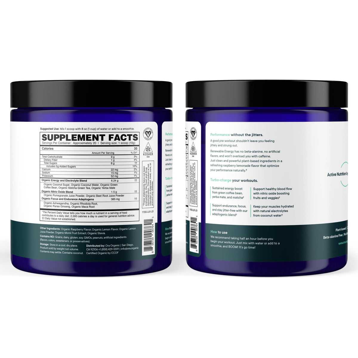 Ora Organic Natural Pre Workout Powder - Raspberry Lemonade Flavor- Provides Jitter Free Energy, Focus, Hydration, & Endurance - Vegan, Certified Organic, Soy, Dairy, & Gluten Free, 20 Servings Ora OrganicBuy Supplements Australia