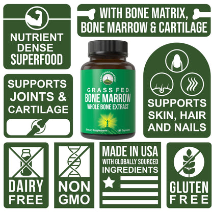 Peak Performance Grass Fed Bone Marrow - Whole Bone Extract Supplement 180 Capsules. Superfood Pills Rich in Collagen, Vitamins, and Amino Acids. from Matrix, Marrow, Cartilage. Ancestral Tablets Peak PerformanceBuy Supplements Australia