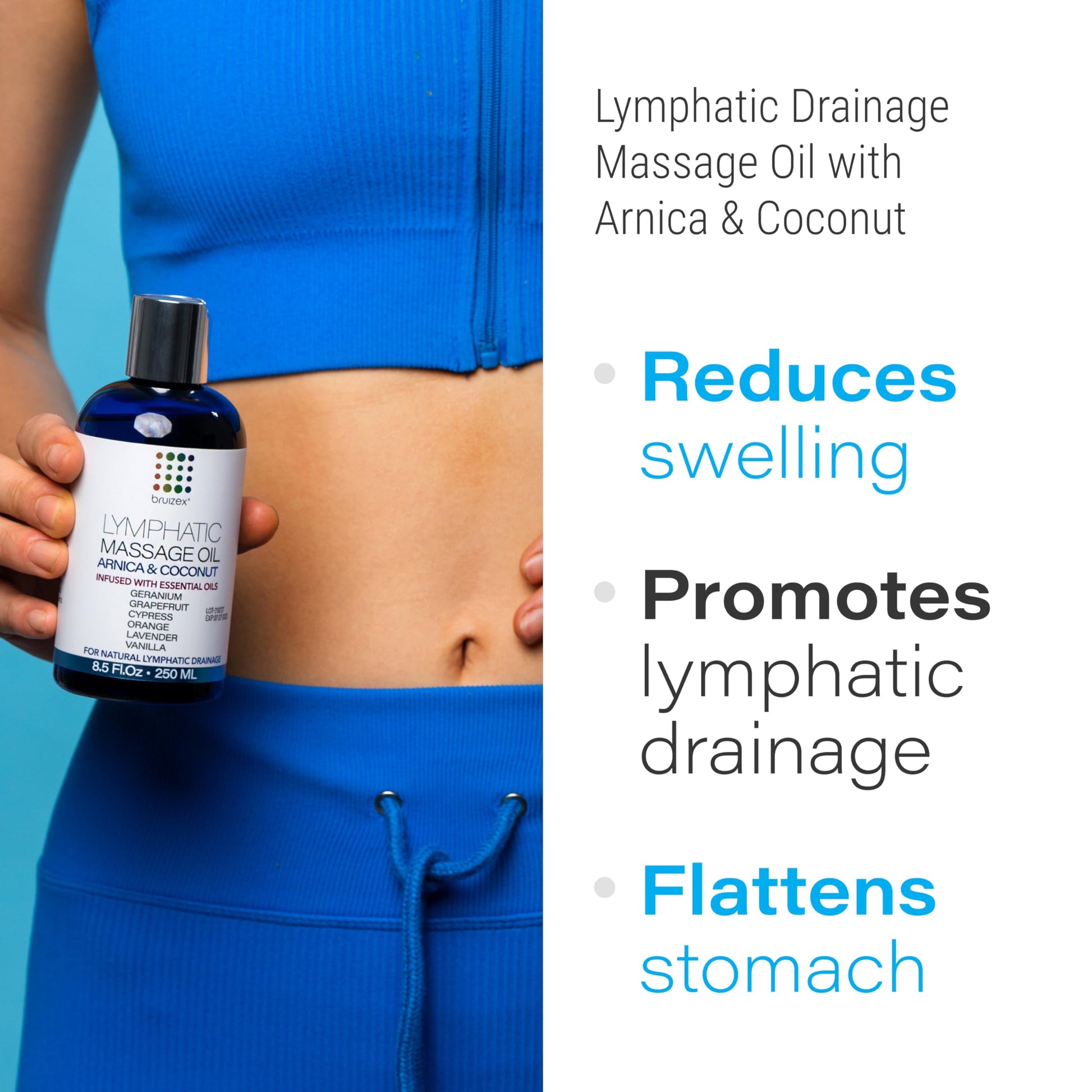 Bruizex Lymphatic Drainage Massage Oil with Arnica Oil & Coconut for Post Surgery Recovery & Lymphatic Drainage Massager, Liposuction, 360 Lipo, BBL, Tummy Tuck Procedure, Moisturizing Formula, 8.5 Oz Bruizex buy supplements Au