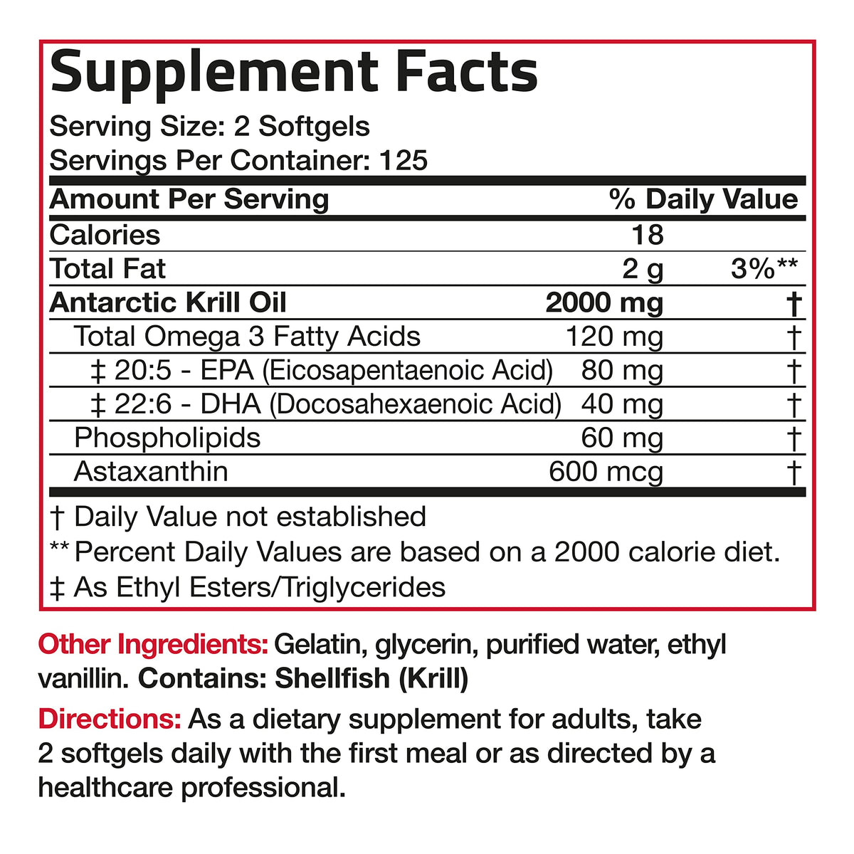Bronson Antarctic Krill Oil 2000 mg with Omega-3s EPA, DHA, Astaxanthin and Phospholipi BronsonBuy Supplements Australia