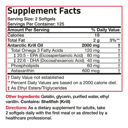 Bronson Antarctic Krill Oil 2000 mg with Omega-3s EPA, DHA, Astaxanthin and Phospholipi BronsonBuy Supplements Australia