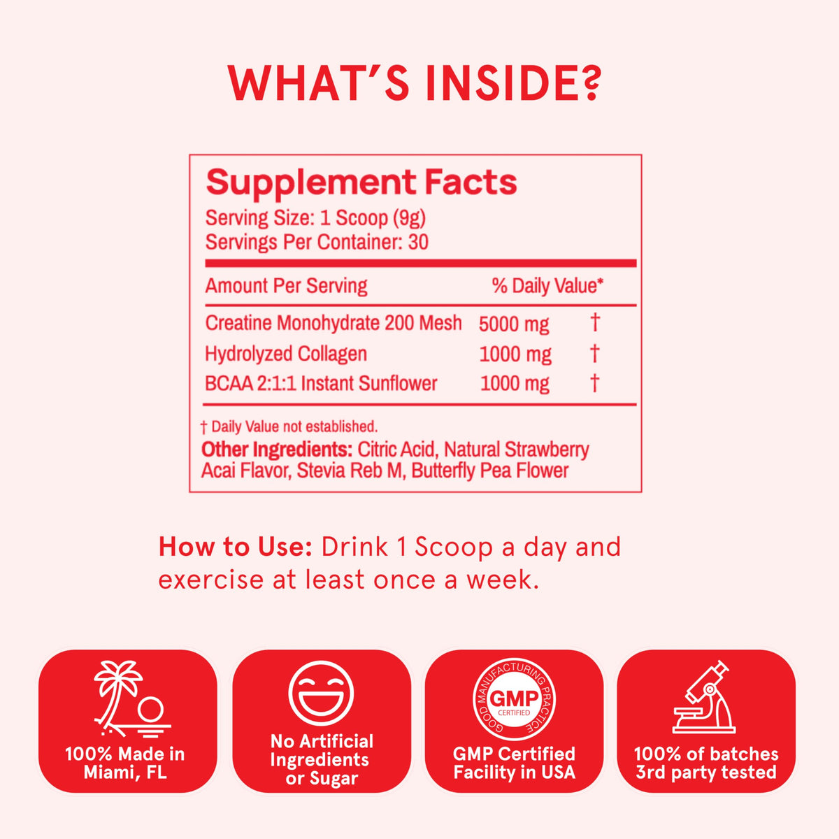 Peach Perfect Creatine Blend for Women – Micronized Creatine Monohydrate with BCAA & Collagen for Glute Strength Support – Strawberry Acai – 30 Servings Peach PerfectBuy Supplements Australia