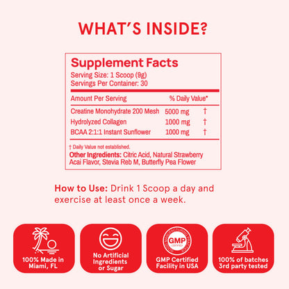 Peach Perfect Creatine Blend for Women – Micronized Creatine Monohydrate with BCAA & Collagen for Glute Strength Support – Strawberry Acai – 30 Servings Peach PerfectBuy Supplements Australia
