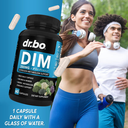 DIM Supplement for Women & Men 200mg - Androgen Estrogen Blocker for Men & Women, Hormonal Acne Pills, Hormone Balance, Menopause Support, Diindolylmethane DIM Supplement Plus BioPerine - 60 Capsules DR. BOBuy Supplements Australia