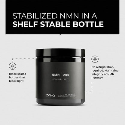 Toniiq NMN Supplement 1200mg - Third Party Tested Stabilized Capsules - 98% Highly Purified for NAD + - 60 Capsules Nicotinamide Mononucleotide Booster Supplement Toniiq buy supplements Au