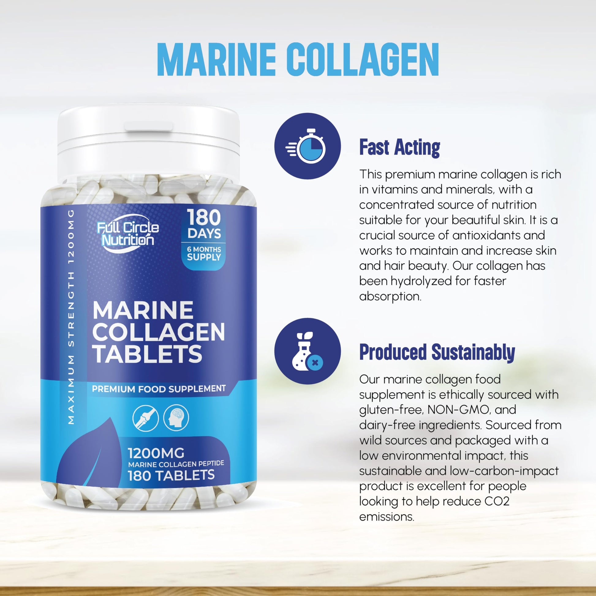 Marine Collagen Tablets 1200MG - 2400MG - 180 Days Supply GenericBuy Supplements Australia