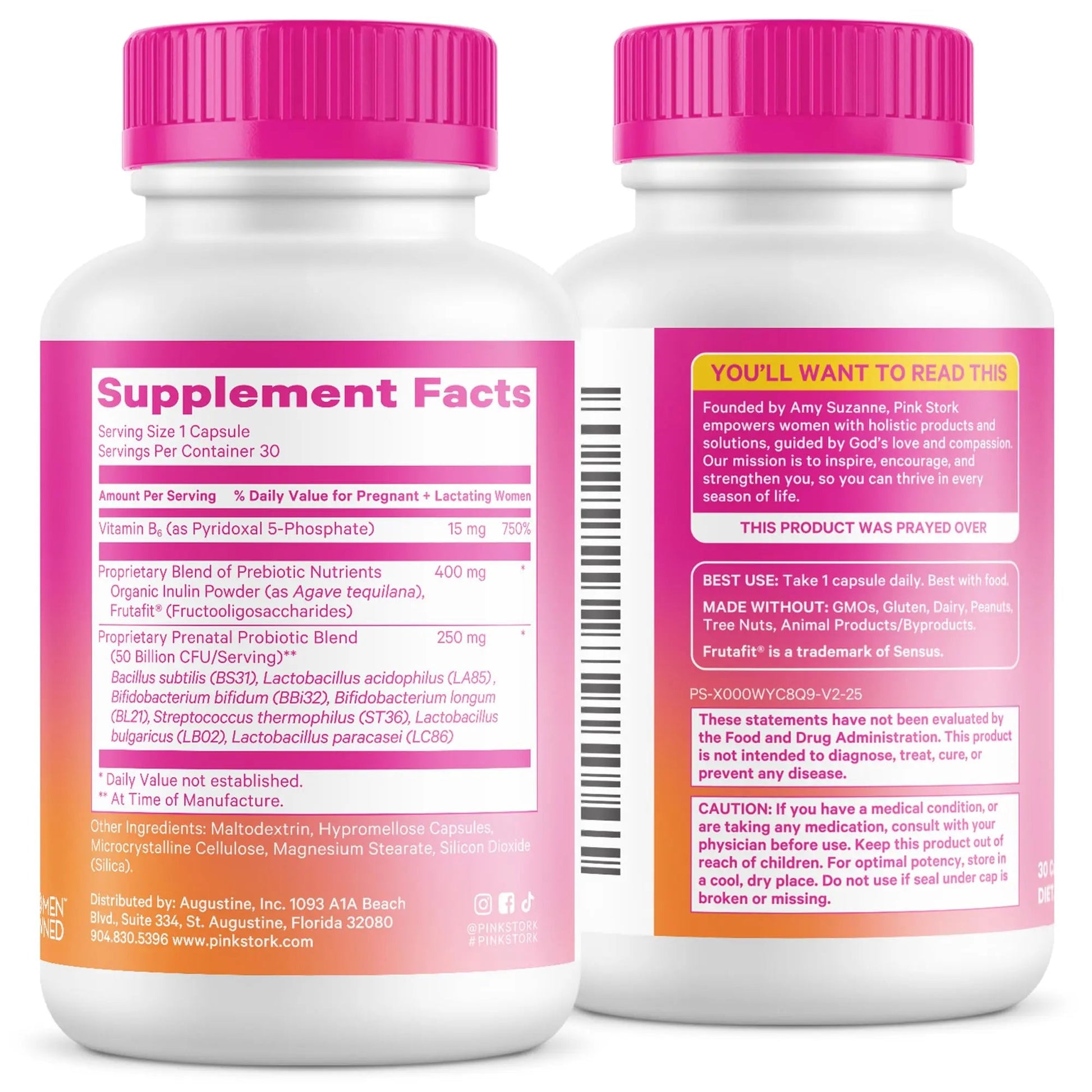 Pink Stork Prenatal Probiotic for Women with 50 Billion CFU | Vitamin B6 & Prebiotics | Pregnancy Probiotics for Morning Sickness | Digestive, Immune, & Gut Health | Vegan & Gluten-Free | 30 Capsules Pink Stork buy supplements Au