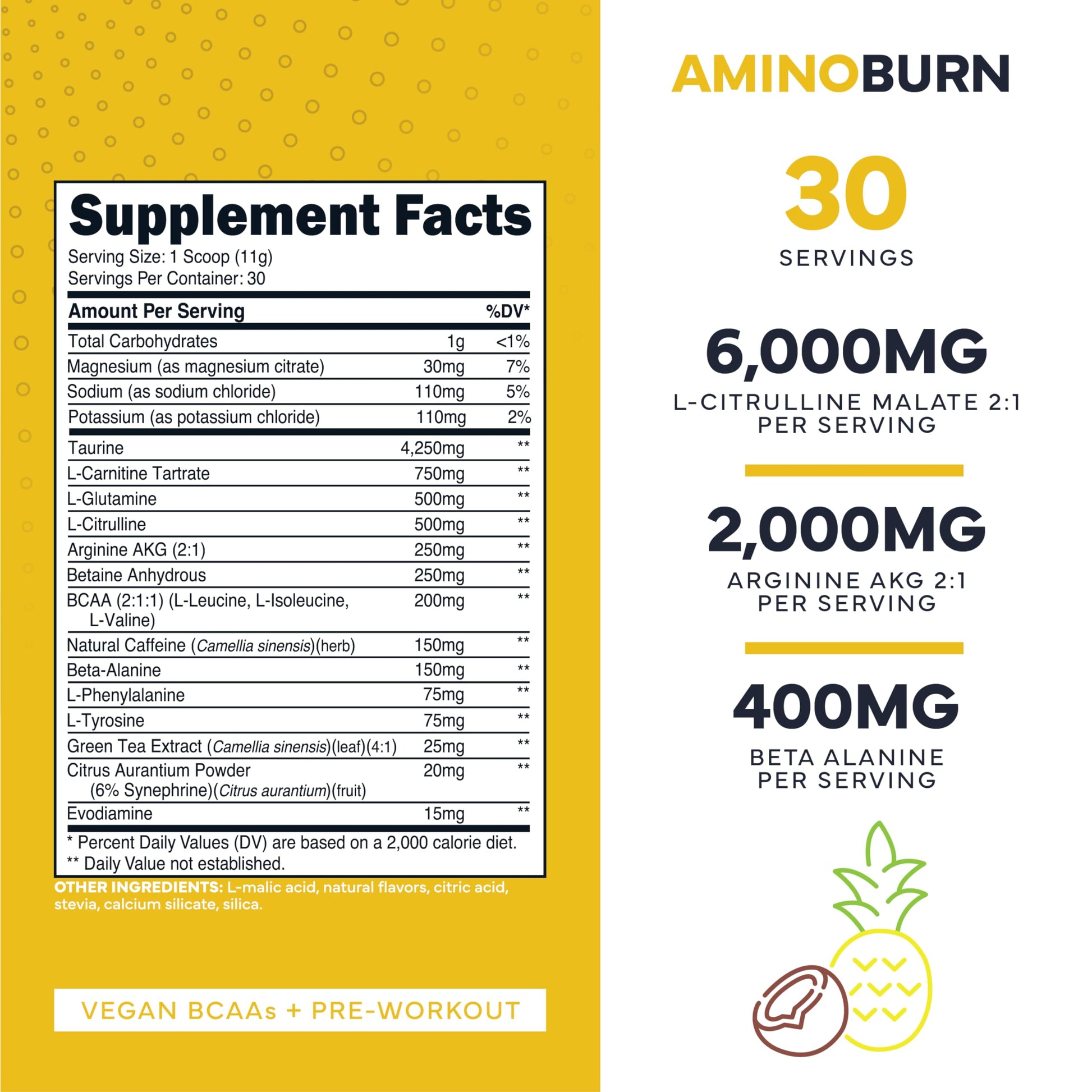 Type Zero Amino Burn Vegan BCAAs + Pre-Workout (Pina Colada Flavored) Type ZeroBuy Supplements Australia