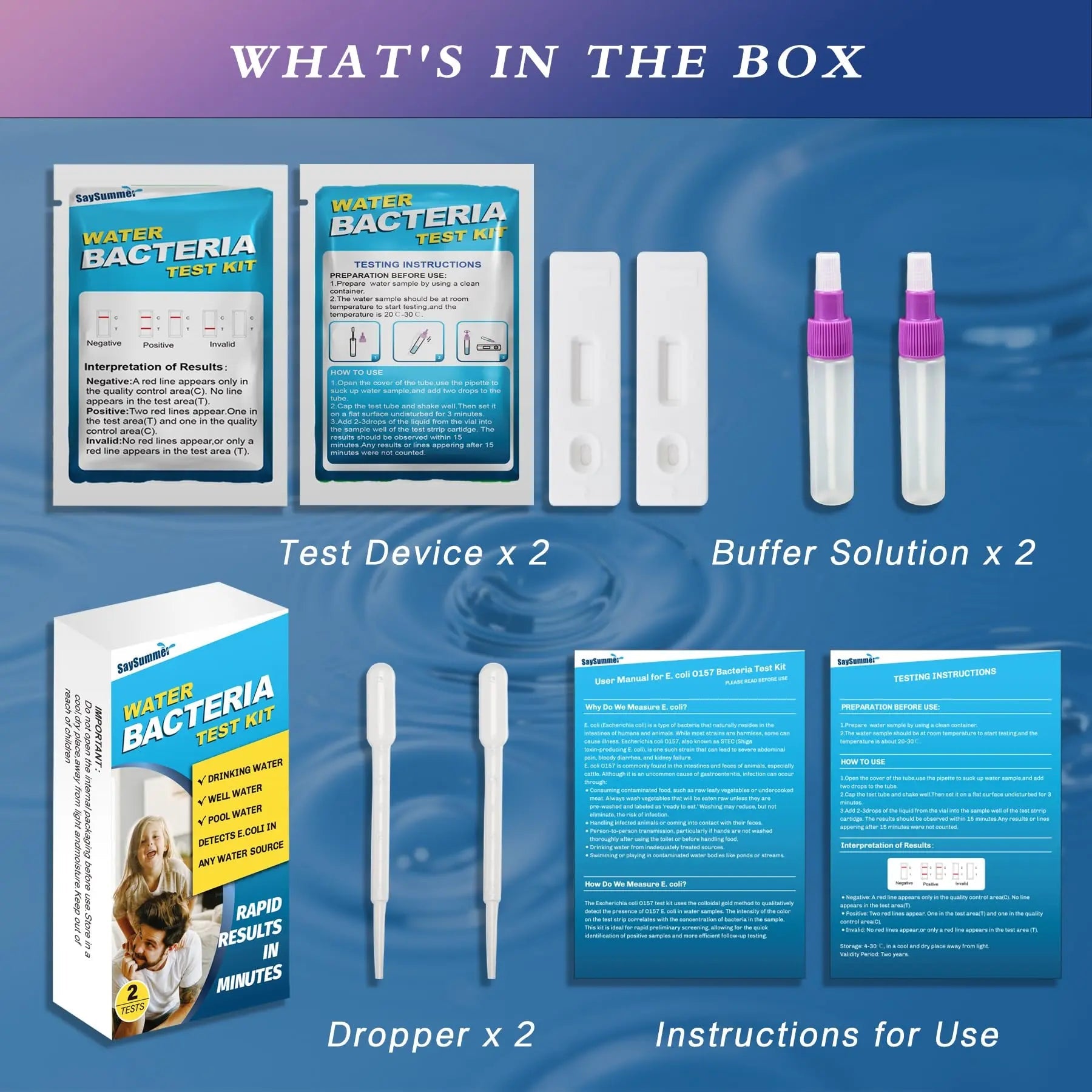 Water Bacteria Test Kit for Drinking Water: Results in 15 Minutes Coliform Bacteria Water Test Kit 2 Counts for Any Water Source Including Well Water Pool Water SaySummerBuy Supplements Australia