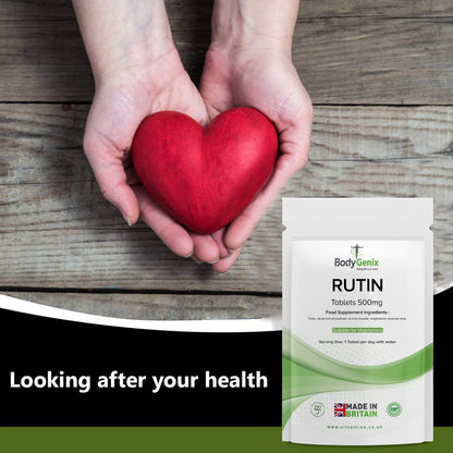 Bodygenix Rutin 500mg Tablets CAPILLARIES, VARICOSE Veins, Hemorrhoids Veg Friendly - UK Made (120) 4 Month Supply BodygenixBuy Supplements Australia