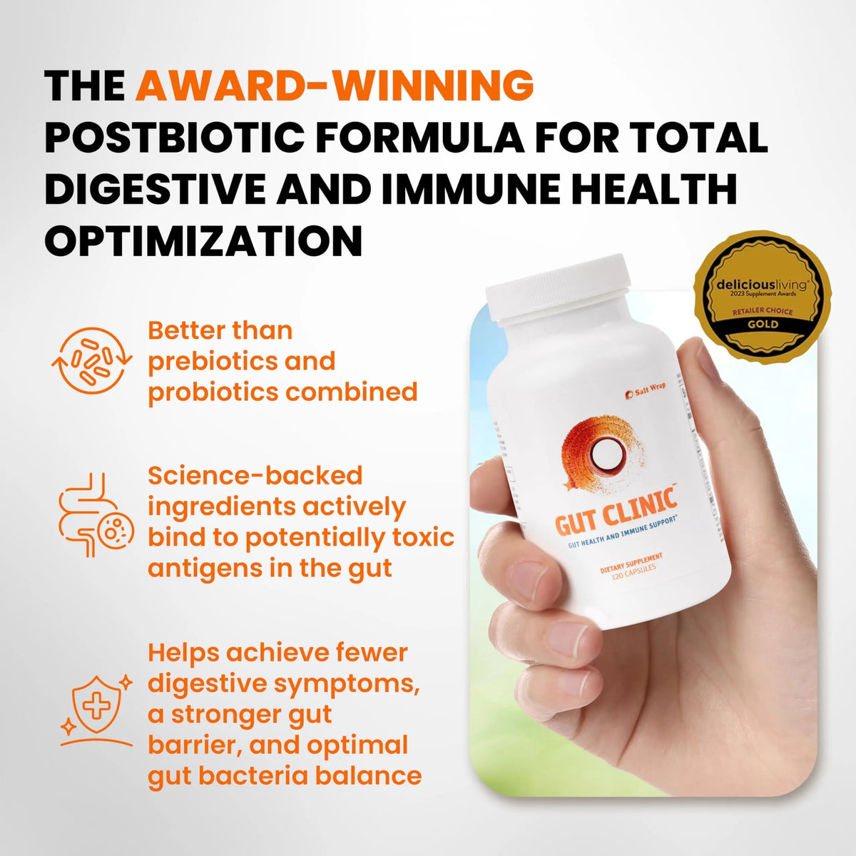 SaltWrap Gut Clinic Postbiotics - Gut Health, Complete Gut Repair, Barrier & Immune Support - Helps Bloating, Gas & Indigestion - 90 Capsules SaltWrapBuy Supplements Australia