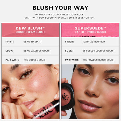 Saie Cheek Flush Duo - Dew Liquid Blush (.40 oz, Lady), SuperSuede Baked Powder Blush (.01 oz, Mia) - Layerable, Skin-Nourishing Blushes for a Seamless Radiant Finish SaieBuy Supplements Australia