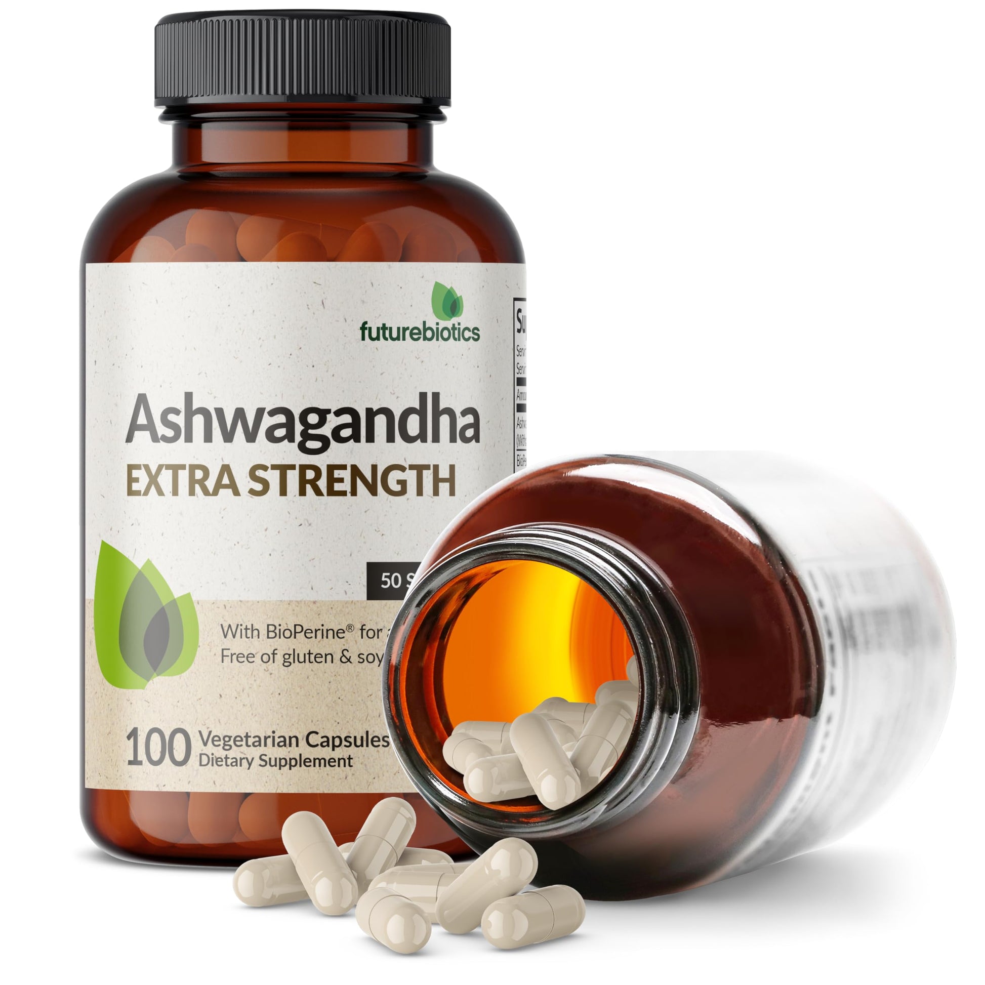 Futurebiotics Ashwagandha Extra Strength Stress & Mood Support with BioPerine - Non GMO Formula, 100 Vegetarian Capsules FuturebioticsBuy Supplements Australia